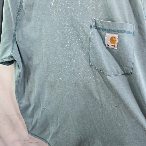 Carhartt T Shirt Mens Large Blue Pocket Relaxed Fit Short Sleeve Delmont Raglan - Picture 9 of 11